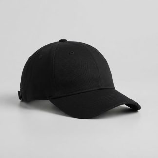 Winter Black Brushed Cotton Twill Baseball Cap
