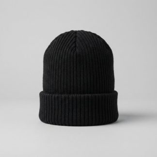Archive Black Merino Wool Cuffed Beanie