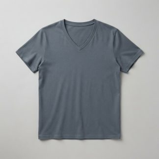 Summer Slate Combed Cotton V-Neck Tee
