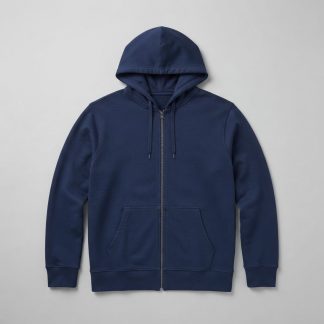 Winter Navy Recycled Cotton Blend Zip Hoodie